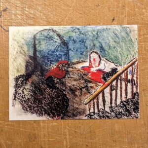 Creepy postcard with a maniac illustrated by an artist Žilvinas Bražukas Production_Šiurpus atvirukas iliustrtuotas menininko Žilvino Bražuko